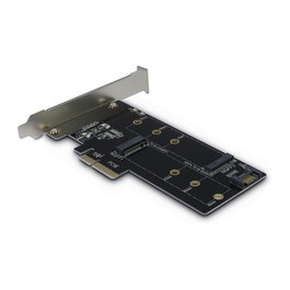 Inter-Tech Tarjeta adaptadora PCIe KT015 PCIex4 a M.2 + SATA a M.2