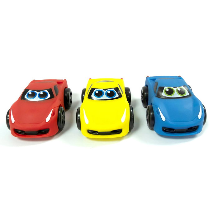 Tachan Pack 3 Coches Deportivos Juguete Blando Goma Ligero Colores Rojo Amarillo Azul +12 Meses