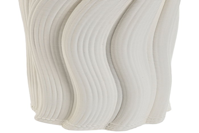 DKD Home Decor Jarrón de Gres Blanco con Acabado 3D
