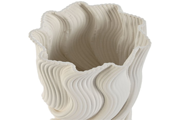 DKD Home Decor Jarrón de Gres Blanco con Acabado 3D