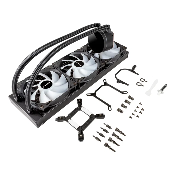 Unykach AquaStorm 360 Kit Refrigeración Líquida CPU AIO - 360mm Radiador, 3 Ventiladores 120mm RGB, Display Temperatura, Compatible con Intel y AMD