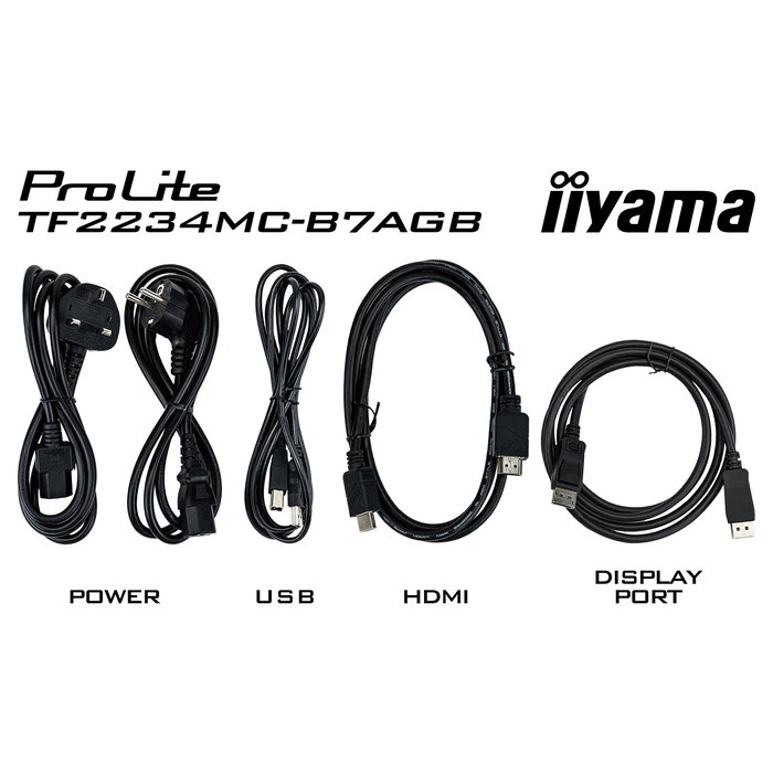 iiyama ProLite TF2234MC-B7AGB Monitor Táctil de 21.5 Pulgadas Full HD (54.6 cm) IPS, 1920x1080, 10 Puntos Táctiles, Pantalla Plana, HDMI, DisplayPort, Negro