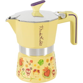 Pedrini Mokka Pot Frida Kahlo Edition Amarillo, 3 tazas