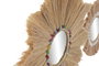 DKD Home Decor Set de 4 Decoraciones de Pared de Rafia y Cristal Natural