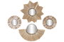 DKD Home Decor Set de 4 Decoraciones de Pared de Rafia y Cristal Natural