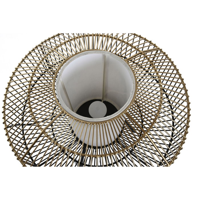 DKD Home Decor Lámpara de Sobremesa de Hierro y Algodón Negro y Dorado
