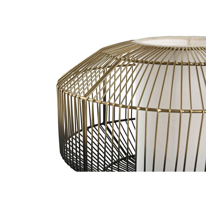 DKD Home Decor Lámpara de Sobremesa de Hierro y Algodón Negro y Dorado