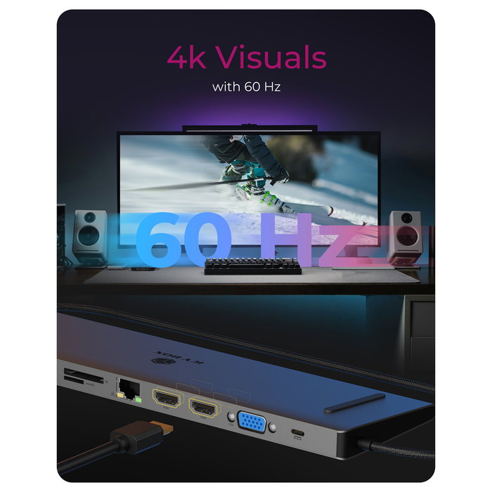 ICY BOX IB-DK2106a-CPD Docking Station USB-C 11-en-1 PD 100W con Múltiples Puertos HDMI, Ethernet y Lector de Tarjetas SD/MicroSD