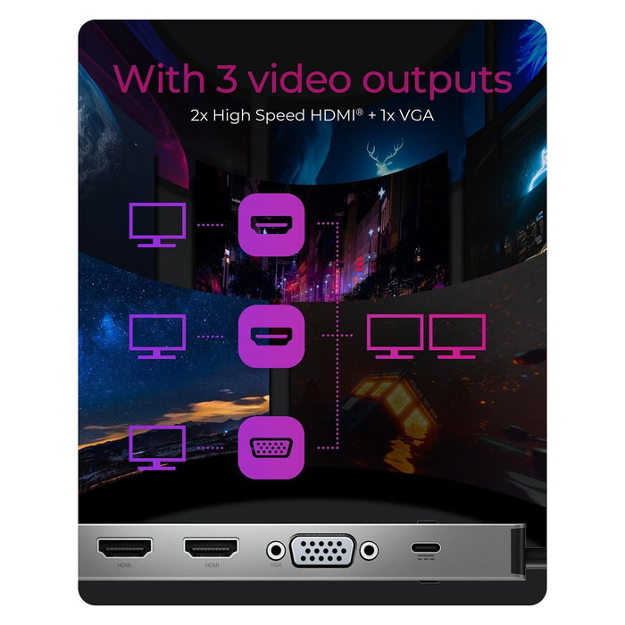 ICY BOX IB-DK2106a-CPD Docking Station USB-C 11-en-1 PD 100W con Múltiples Puertos HDMI, Ethernet y Lector de Tarjetas SD/MicroSD