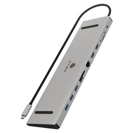 ICY BOX IB-DK2106a-CPD Docking Station USB-C 11-en-1 PD 100W con Múltiples Puertos HDMI, Ethernet y Lector de Tarjetas SD/MicroSD