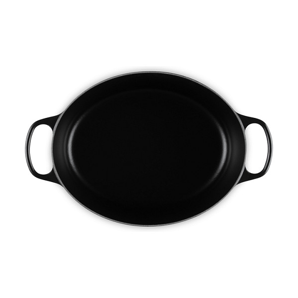 Le Creuset 2022509 Bräter Oval Signature, Hierro Fundido Negro 7.5 L, Diámetro 33 cm, Para Horno, Con Tapa