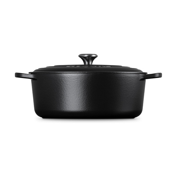 Le Creuset 2022509 Bräter Oval Signature, Hierro Fundido Negro 7.5 L, Diámetro 33 cm, Para Horno, Con Tapa