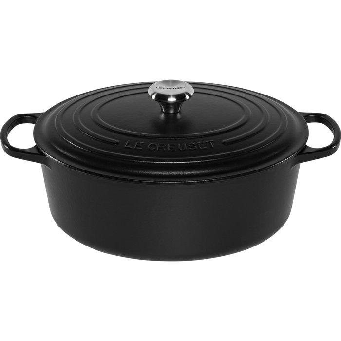 Le Creuset Bräter Oval Signature de hierro fundido, 7,5 L, Negro Le Creuset Bräter Oval Signature de hierro fundido, 7,5 L, Negro