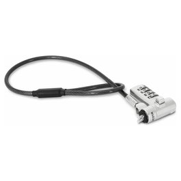 Dicota D32050 Candado para Portátil con Combinación Universal, Cable Kensington/Noble 0.3 m, Plata