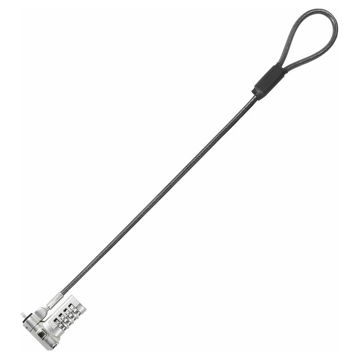 Dicota D32050 Candado de Seguridad para Portátil con Combinación Kensington y Noble, 4 Dígitos, Cable 0.3 m, Plata