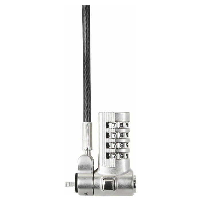Dicota D32050 Candado de Seguridad para Portátil con Combinación Kensington y Noble, 4 Dígitos, Cable 0.3 m, Plata