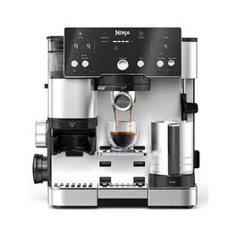 Ninja ES501EU Máquina Espresso Automática con Molinillo Integrado y Espumador de Leche, Depósito 2L, Café en Granos, Negro/Acero Inoxidable