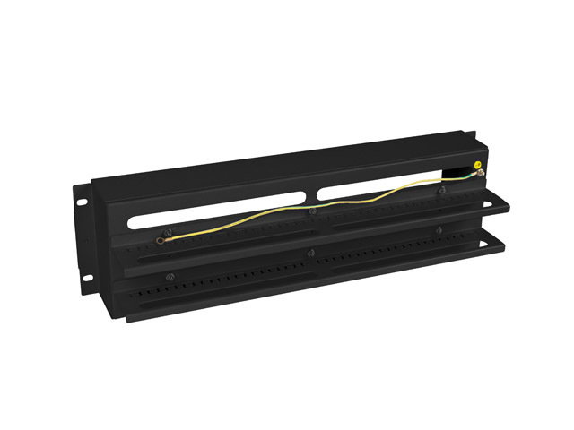LANBERG AK-VDP103-B Panel de gestión de cables 3U con rail DIN TS-35 Negro
