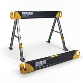 Toughbuilt C550 Juego de 2 Caballetes Portátiles / Mesa de Trabajo, Estructura de Acero, Carga Máxima 998 kg, Revestimiento Electrostático