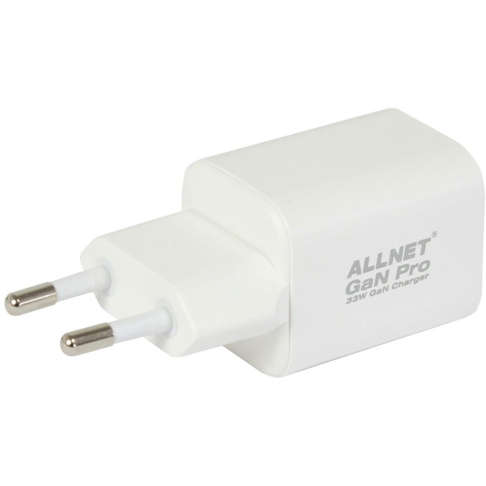 ALLNET Fuente de Alimentación QC USB-C PD GaN 45W 1x USB-A QC 1x USB-C Enchufe EU