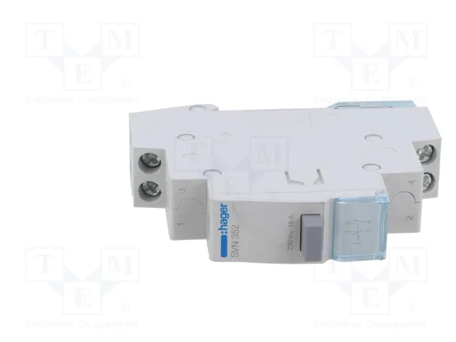 HAGER Interruptor de botón biestable 230VAC 16A para raíl DIN HAGER Interruptor de botón biestable 230VAC 16A para raíl DIN