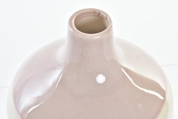 DKD Home Decor Jarrón Scandi de Porcelana Bicolor Rosa 16x16x16 cm - Set de 2 Unidades