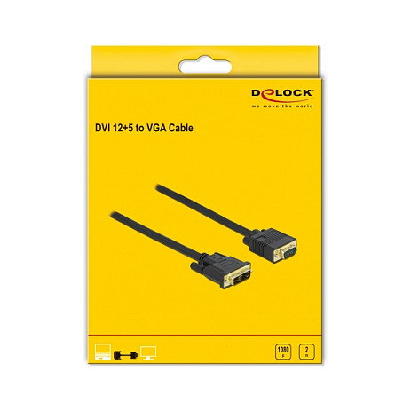 DeLOCK Cable Adaptador DVI 12+5 Macho a VGA Macho 2 m