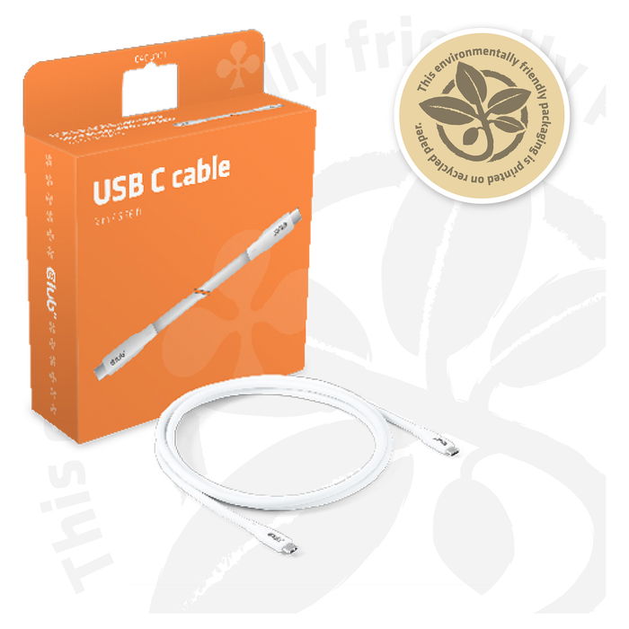 Club 3D Cable USB-C Lifestyle PD 240W 20Gbps 2 Metros Blanco Acero Inoxidable