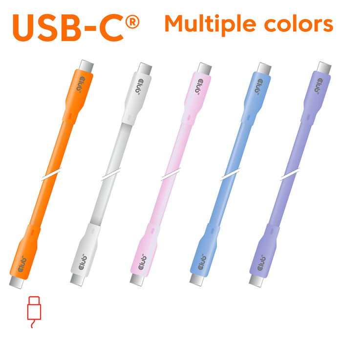 Club 3D Cable USB-C Lifestyle PD 240W 20Gbps 2 Metros Blanco Acero Inoxidable