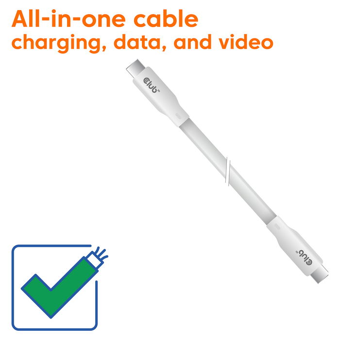 Club 3D Cable USB-C Lifestyle PD 240W 20Gbps 2 Metros Blanco Acero Inoxidable