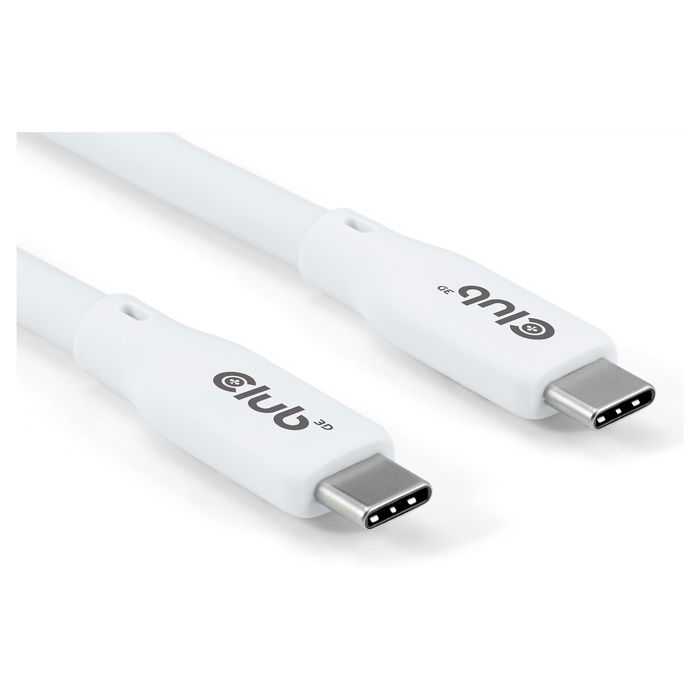Club 3D Cable USB-C Lifestyle PD 240W 20Gbps 2 Metros Blanco Acero Inoxidable