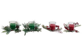 DKD Home Decor Set de 2 Velas de Cristal Rojo y Verde
