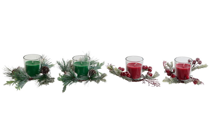 DKD Home Decor Vela Rojo Verde Cristal Cera Parafina Set 2 Piezas 5.5 x 6.5 x 5.5 cm DKD Home Decor Vela Rojo Verde Cristal Cera Parafina Set 2 Piezas 5.5 x 6.5 x 5.5 cm