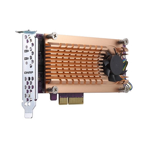 QNAP QM2-2S-220A Tarjeta de Expansión PCIe con Interfaces M.2 22110/2280, PCIe 2.0, Color Oro, Interna