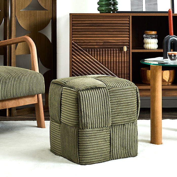 Home Deco Factory Puf Trenzado Scott Verde Colección Cocooning