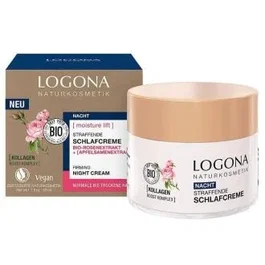 LOGONA Crema de Noche Reafirmante con Rosa y Semilla de Manzana 50 ml Bio Natrue, Antiarrugas, Vegana, para Piel Normal y Seca