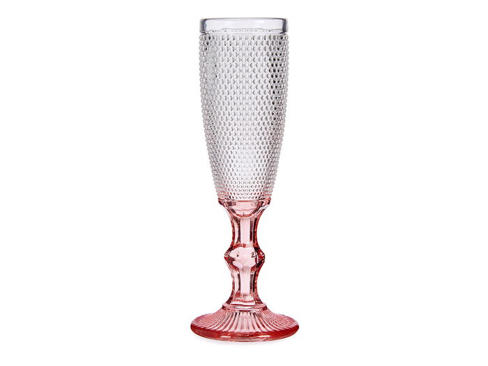 Vivalto Copa Puntos Cava Pie Rosa 180 ml - Vidrio Transparente Rosa - 7 x 20 x 7 cm (Set de 36)