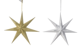 DKD Home Decor Decoración Colgante Navidad Moderna Dorado Plateado 5 x 20 x 20 cm (12 Unidades)
