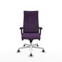 Sillón Albacete con mecanismo Sincro tapizada con Tela color Morado. Equipado con Base poliamida blanca, Brazos 2D y Ruedas 65 mm parqué