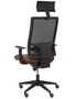 Silla de oficina Horna con mecanismo Sincro tapizada con Piel color Marrón y malla color Negro. Equipada con lumbar 1D, Brazos 1D, Cabecero Fijo y Ruedas de parqué