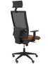 Silla de oficina Horna con mecanismo Sincro tapizada con Piel color Marrón y malla color Negro. Equipada con lumbar 1D, Brazos 1D, Cabecero Fijo y Ruedas de parqué