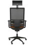 Silla de oficina Horna con mecanismo Sincro tapizada con Piel color Marrón y malla color Negro. Equipada con lumbar 1D, Brazos 1D, Cabecero Fijo y Ruedas de parqué