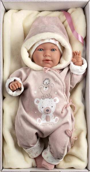Llorens Muñeca Lala Llorona con Buzo Ositos 42cm Cuerpo Tela