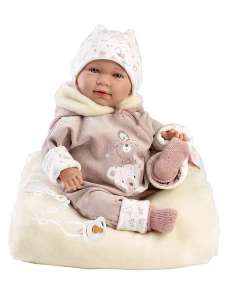 Llorens Muñeca Lala Llorona con Buzo Ositos 42cm Cuerpo Tela