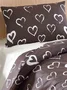 Aucune - Juego de cama 1 funda nórdica 140 x 200 cm + 1 funda de almohada 60 x 60 cm - Estampado de corazones marrones - AUC8681181801345