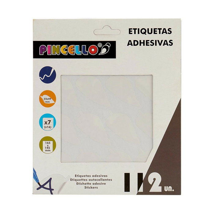 Etiquetas adhesivas Pincello Blanco 17 x 4 x 19 cm 22 x 49 mm Hojas (12 Unidades)
