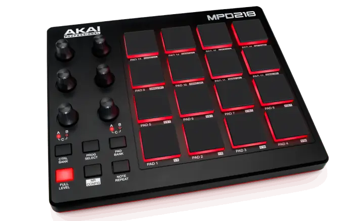 AKAI PRO MPD-218 Controlador USB con 16 pads MPC Retroiluminados y 48 Pads Asignables para Mac y PC, Alimentado por USB