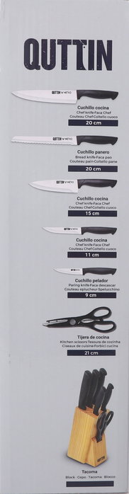 Inde Set de 7 piezas de la colección Natura Nero con cuchillos, tijeras y taco (2 cajas)