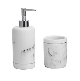 DKD Home Decor Set de Baño de 2 Piezas Mármol Blanco