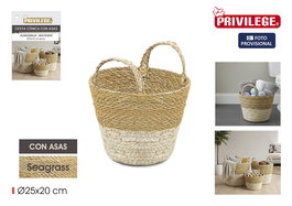 Privilege Cesta Cónica Seagrass con Asas 25 cm (18 Unidades)